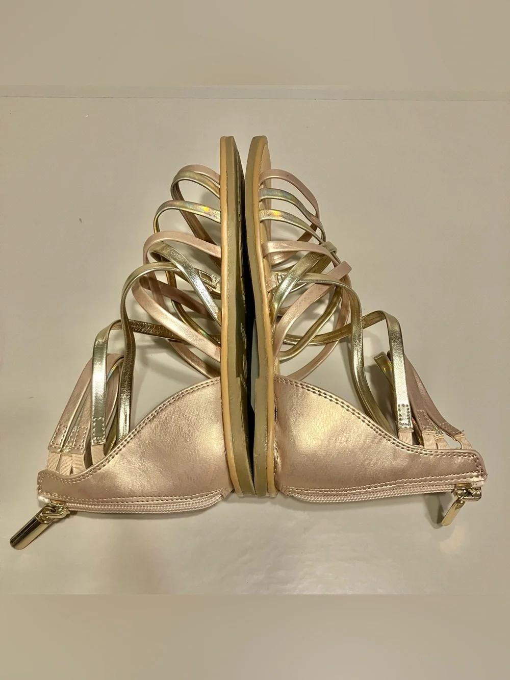 Cat & Jack Dion Rose Gold Metallic Strappy Gladiator Sandals Girls’ Sz‎ 1
